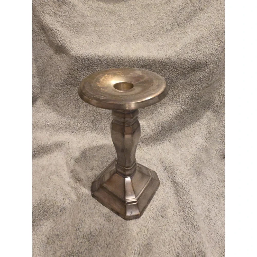 Pottery Barn Single Taper Or Pillar Candle Stick Holder Silver‎ Toned